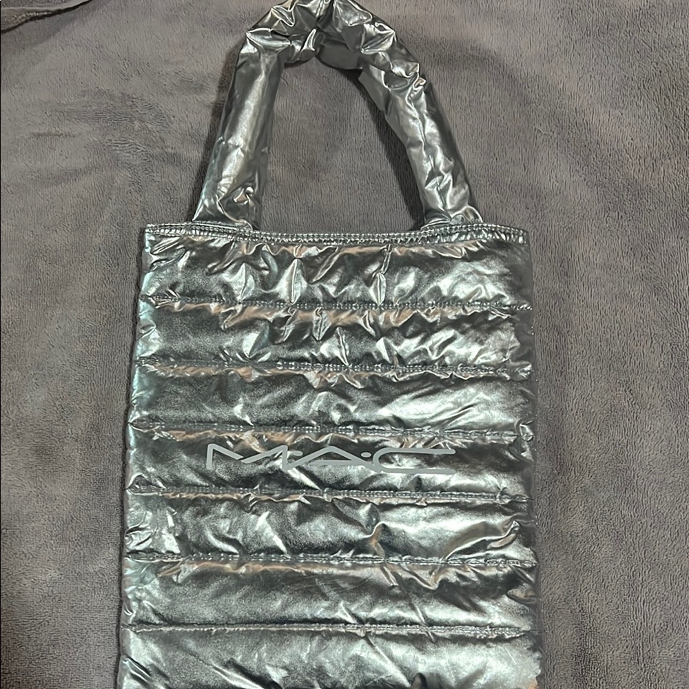 MAC Cosmetics Silver Quilted Tote Bag